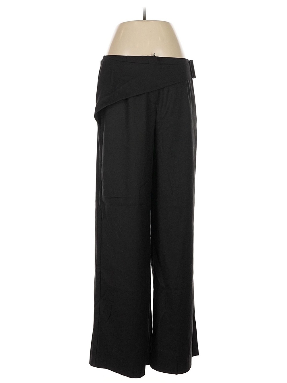 Marcella Black Wide-Leg Wrap Waist Pants